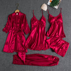 Rebecca | Conjunto de Ropa de Noche de Seda y Encaje de 5 Piezas