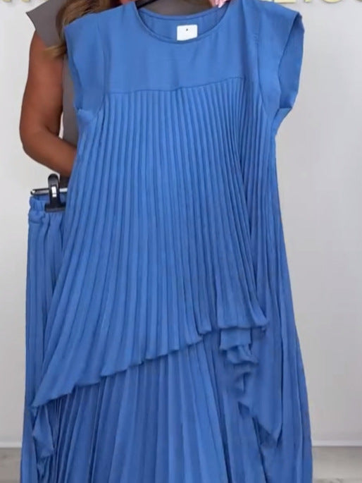 Conjunto de top midi plisado y pantalones de pernera ancha Sherry™ | Elegante conjunto de dos piezas