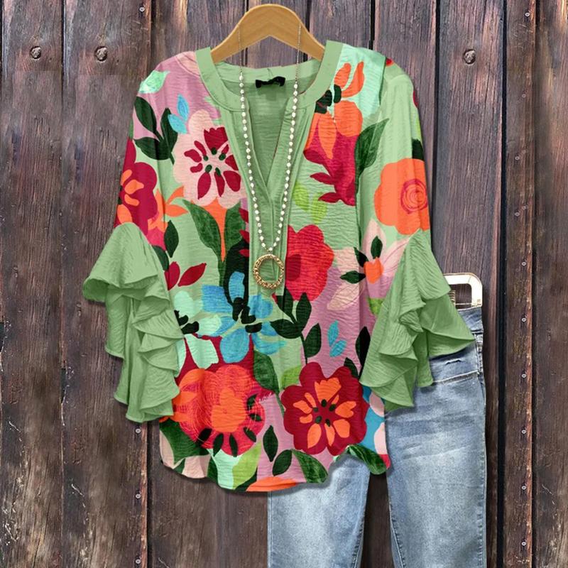 Belina™| Top de mujer elegante, vintage, retro y con volantes florales