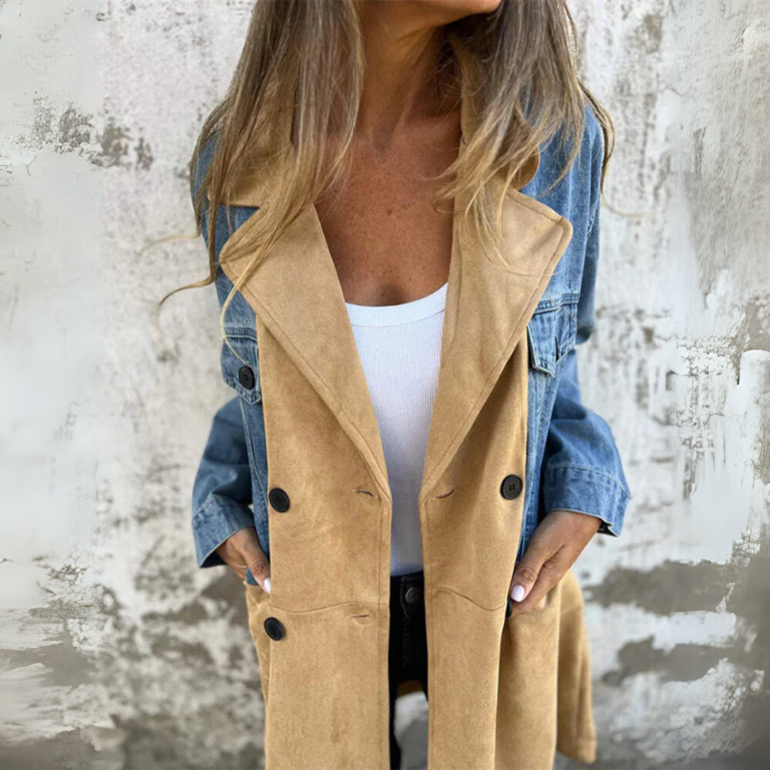 Gabardina Camden bicolor – Mezcla de mezclilla y ante