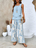 Conjunto elegante de dos piezas Juliette™ | Blusa fluida y pantalón de pierna ancha