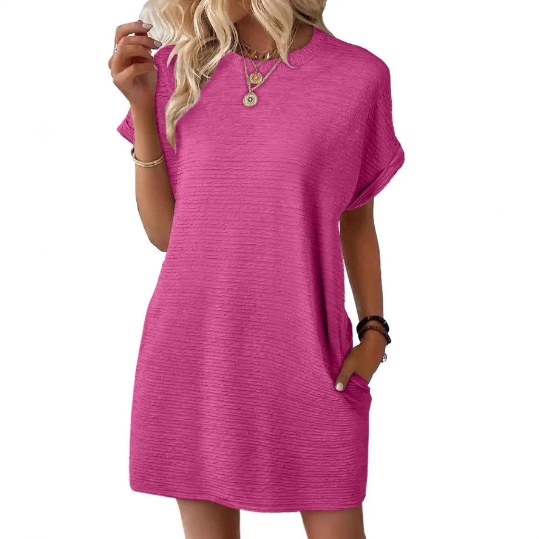 Evasha | Vestido de verano informal minimalista de cuello redondo