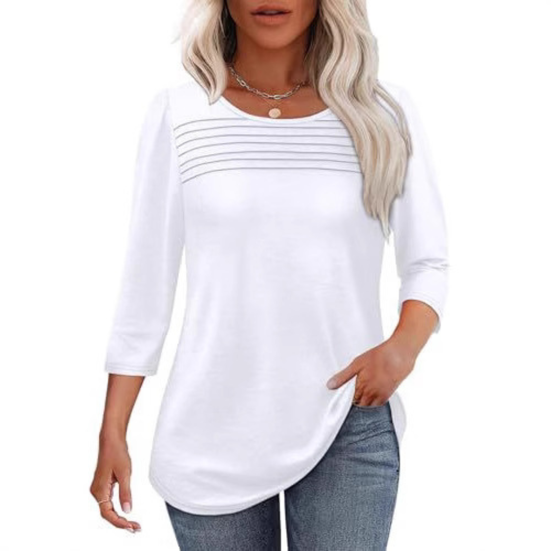 Tessara™ | Blusa informal de primavera con pliegues frontales