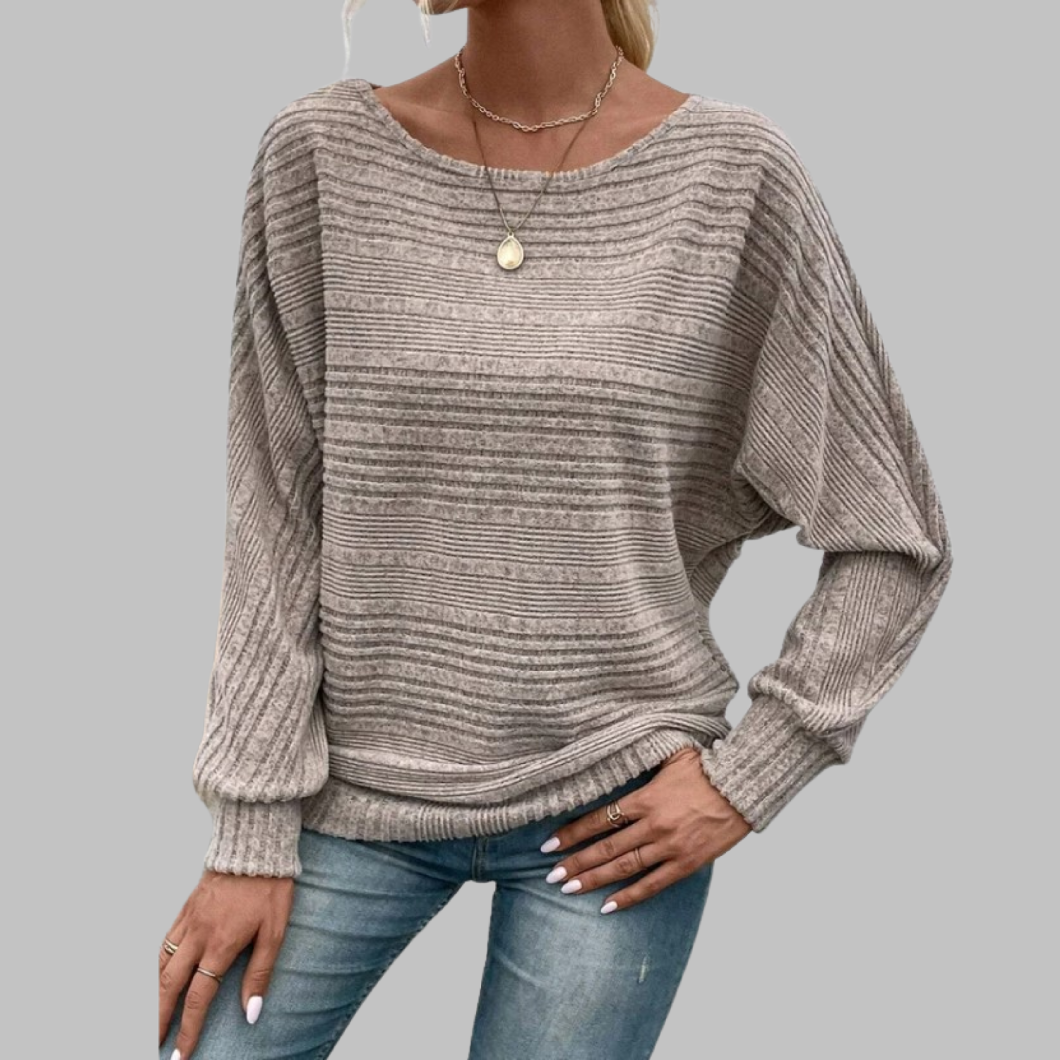 Perlita™ | Top de manga larga con cuello redondo informal
