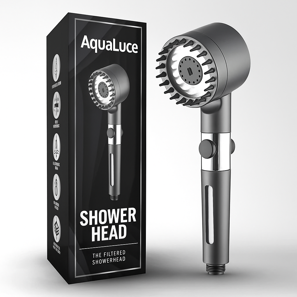 Aqualuce PureFlow – Lujosa Alcachofa de Ducha con Función de Masaje y Filtros