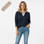 Selina | Elegante Suéter de Punto con Cuello de Encaje