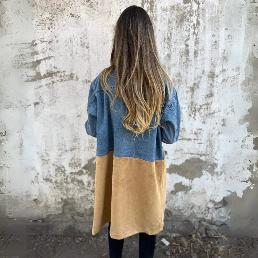 Gabardina Camden bicolor – Mezcla de mezclilla y ante