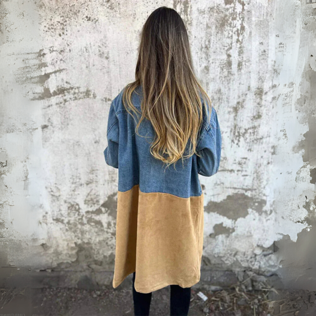 Gabardina Camden bicolor – Mezcla de mezclilla y ante
