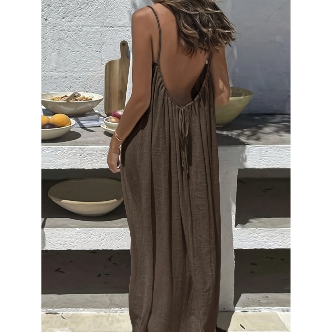 Afila™| Vestido de verano sin espalda informal con tirantes
