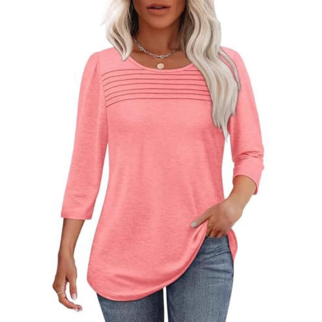Tessara™ | Blusa informal de primavera con pliegues frontales