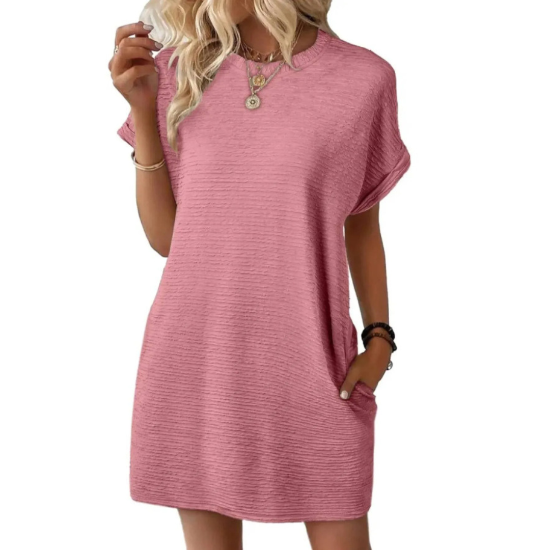 Evasha | Vestido de verano informal minimalista de cuello redondo