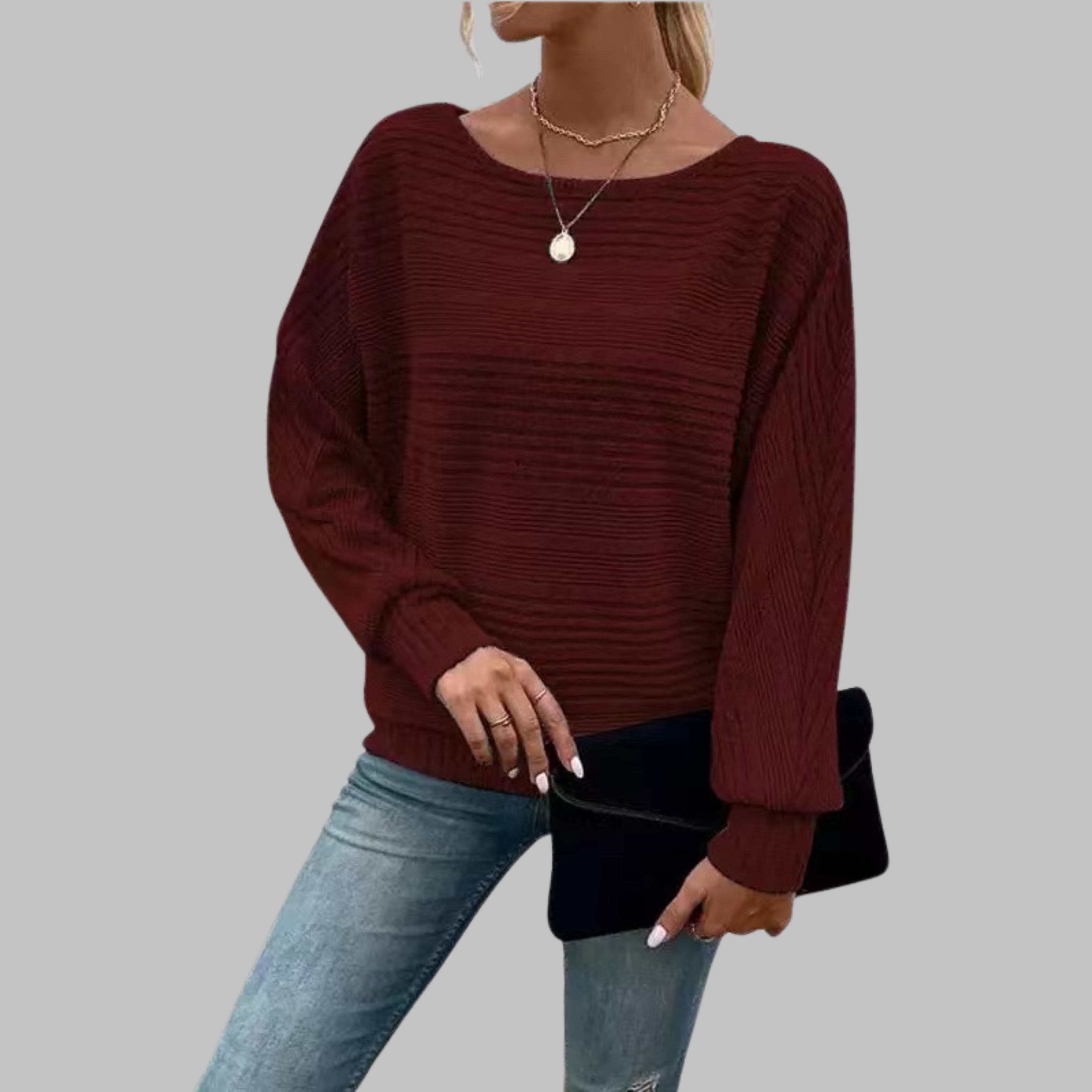 Perlita™ | Top de manga larga con cuello redondo informal