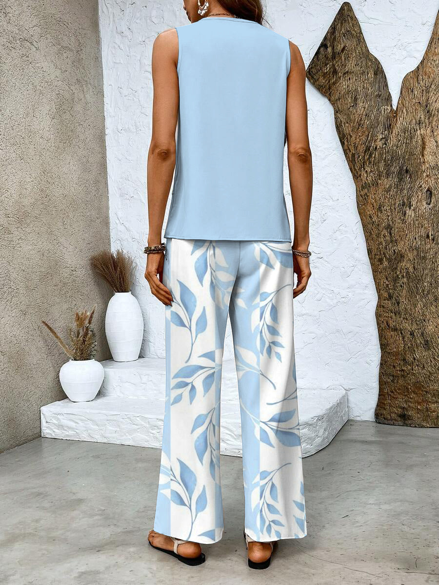 Conjunto elegante de dos piezas Juliette™ | Blusa fluida y pantalón de pierna ancha