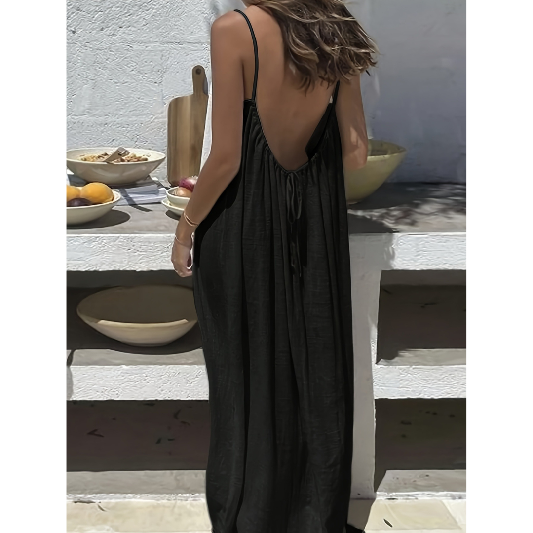 Afila™| Vestido de verano sin espalda informal con tirantes