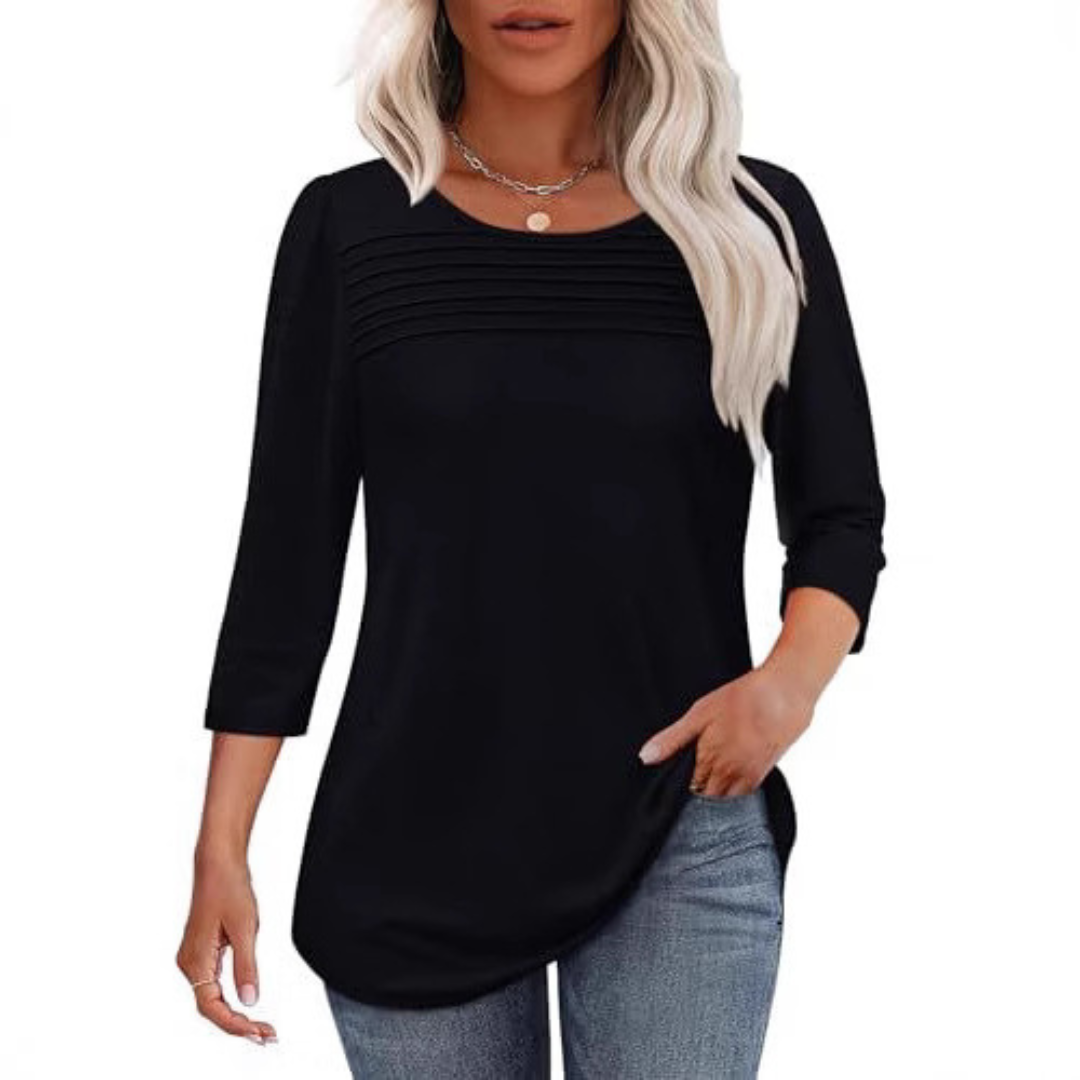Tessara™ | Blusa informal de primavera con pliegues frontales