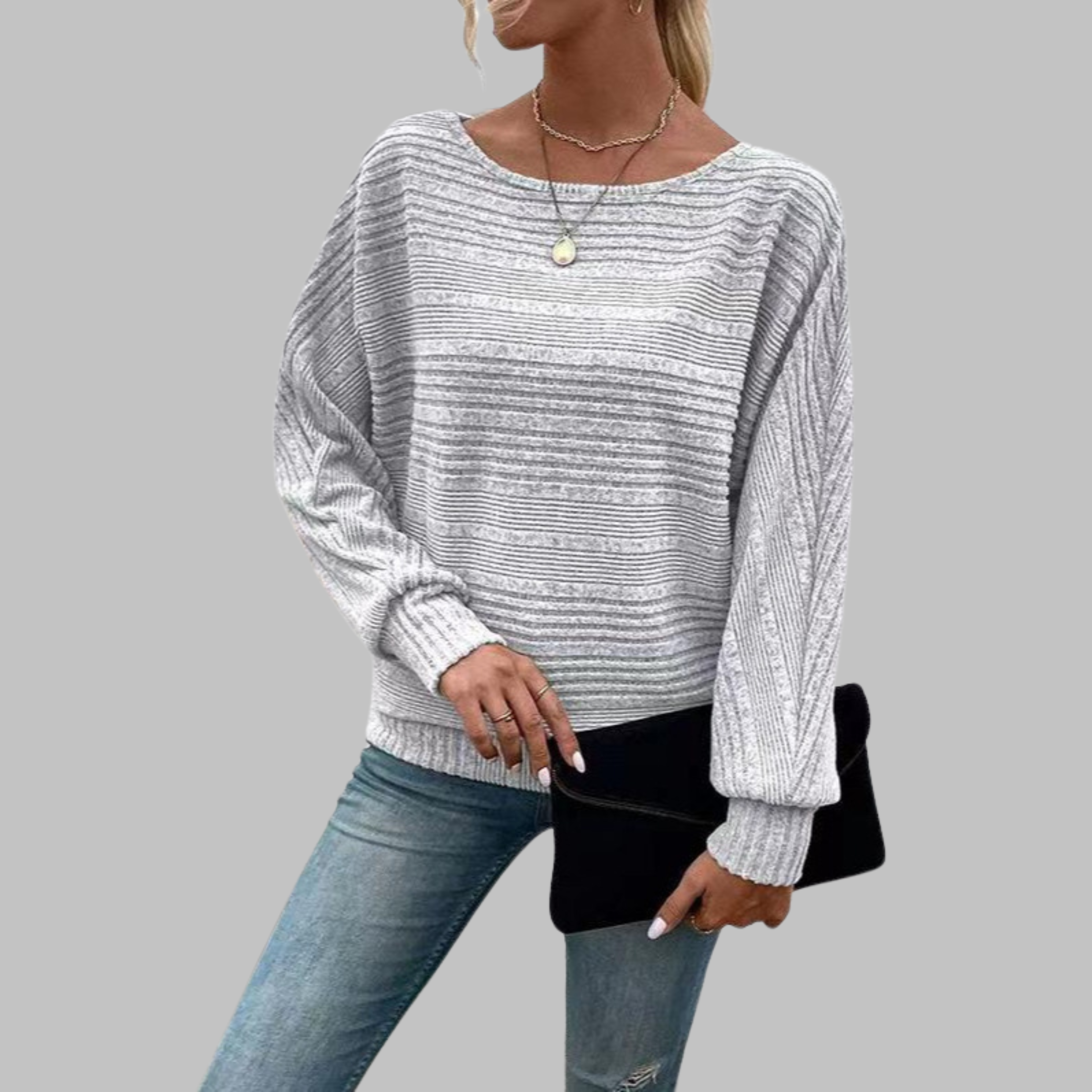 Perlita™ | Top de manga larga con cuello redondo informal