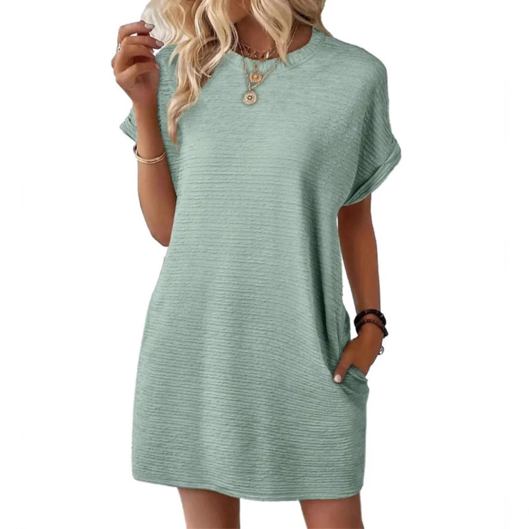 Evasha | Vestido de verano informal minimalista de cuello redondo