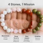 Pulsera LunaBloom™ | Piedra Lunar y Cuarzo Rosa Piezo-Calm - LunaBloom