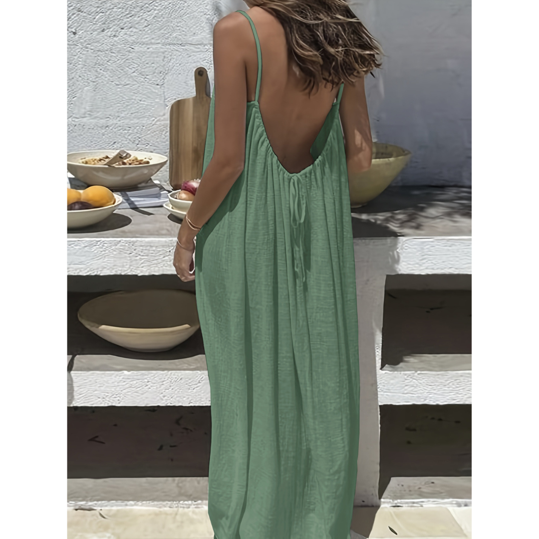 Afila™| Vestido de verano sin espalda informal con tirantes