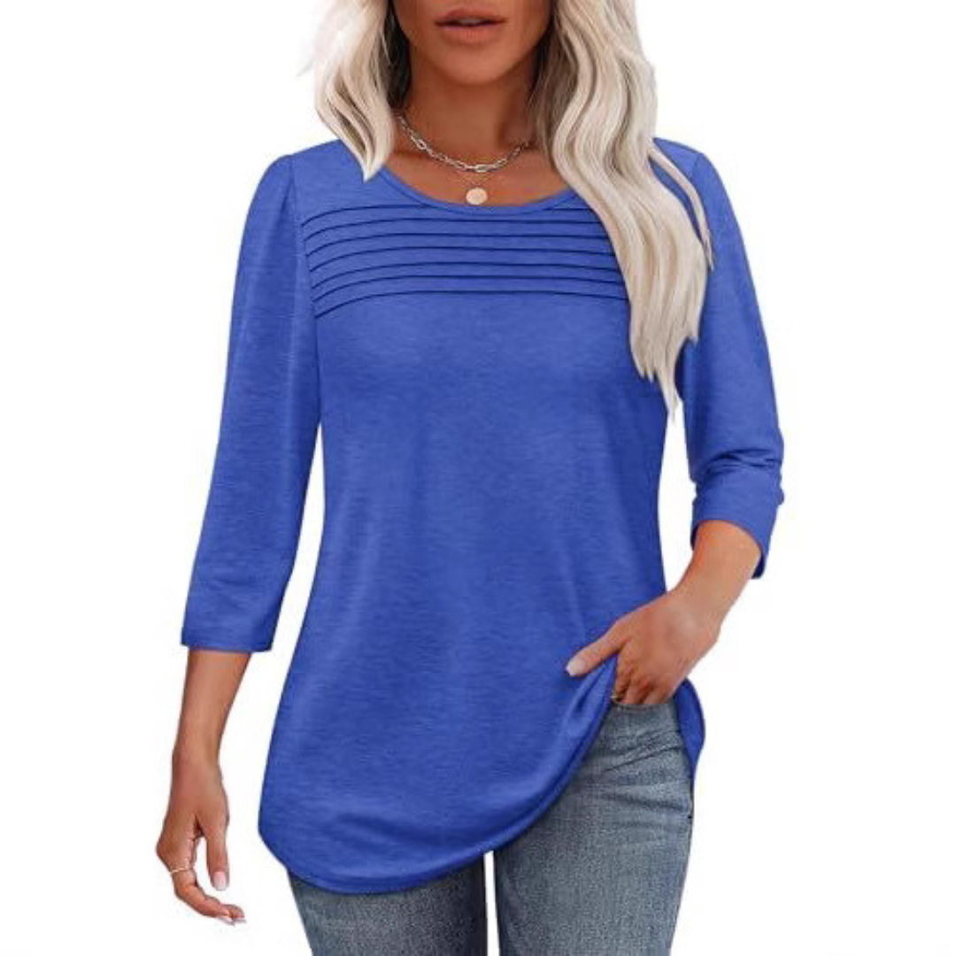 Tessara™ | Blusa informal de primavera con pliegues frontales