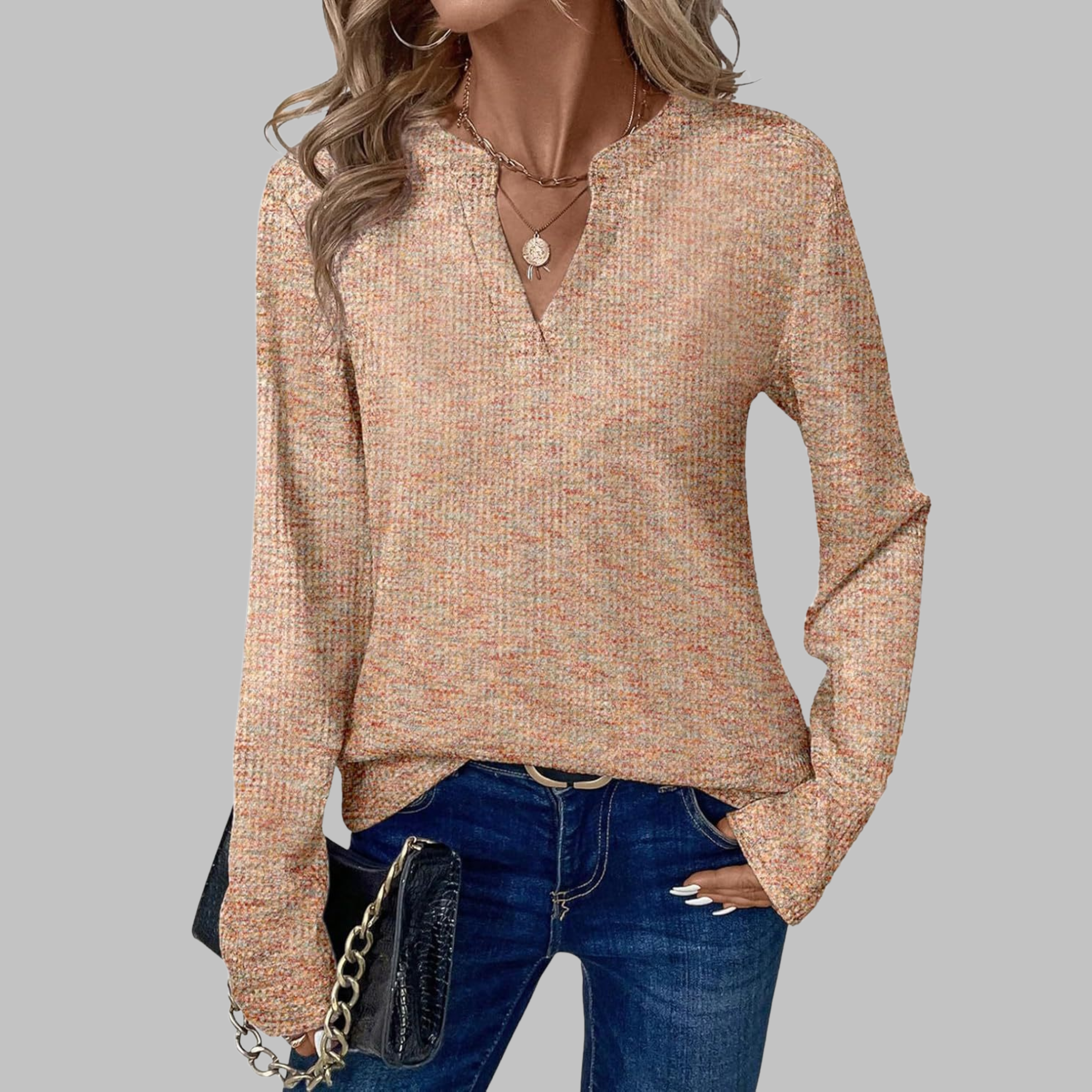 SHUKA™ | Blusa de manga larga y cuello de pico acogedora para mujer