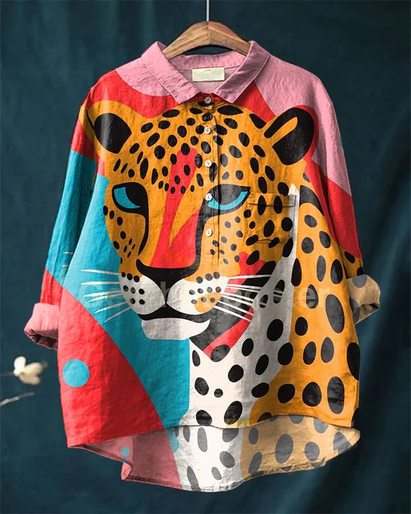 Camisa artística de manga larga Quinn Leopard