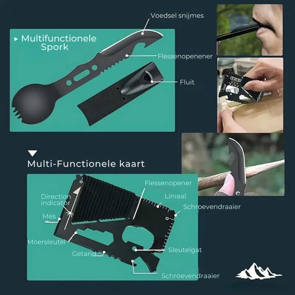 SafeForce Kit de Emergencia | Kit Táctico de Supervivencia con Primeros Auxilios, Herramientas y Bolsa