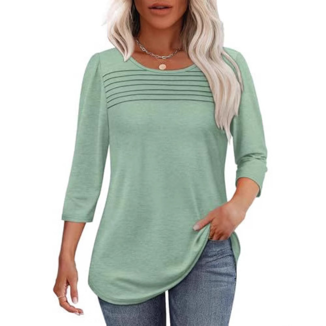 Tessara™ | Blusa informal de primavera con pliegues frontales