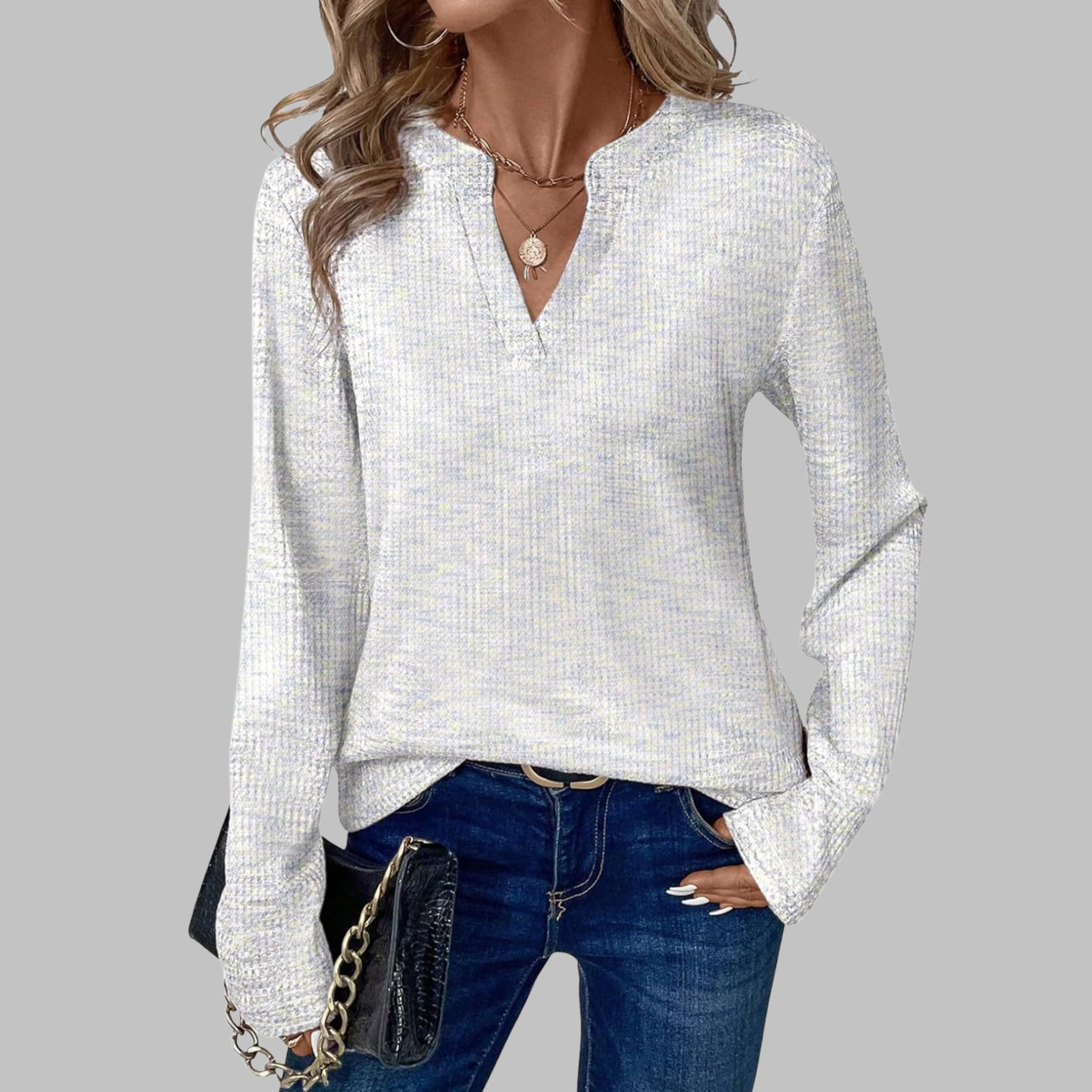 SHUKA™ | Blusa de manga larga y cuello de pico acogedora para mujer