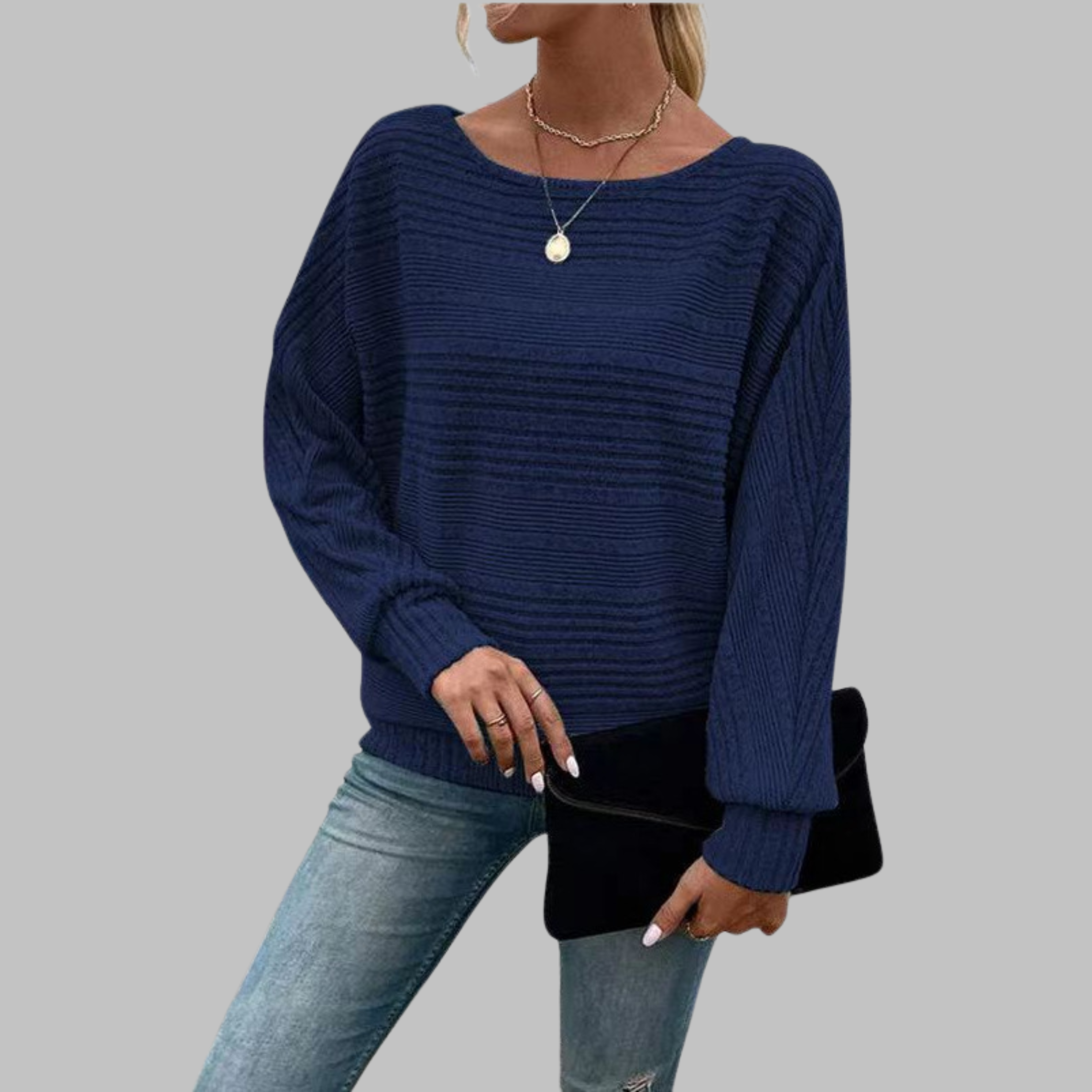 Perlita™ | Top de manga larga con cuello redondo informal