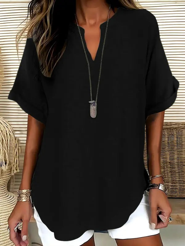 Sereia™ | Blusa informal de manga corta lisa para mujer