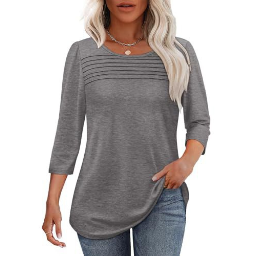 Tessara™ | Blusa informal de primavera con pliegues frontales