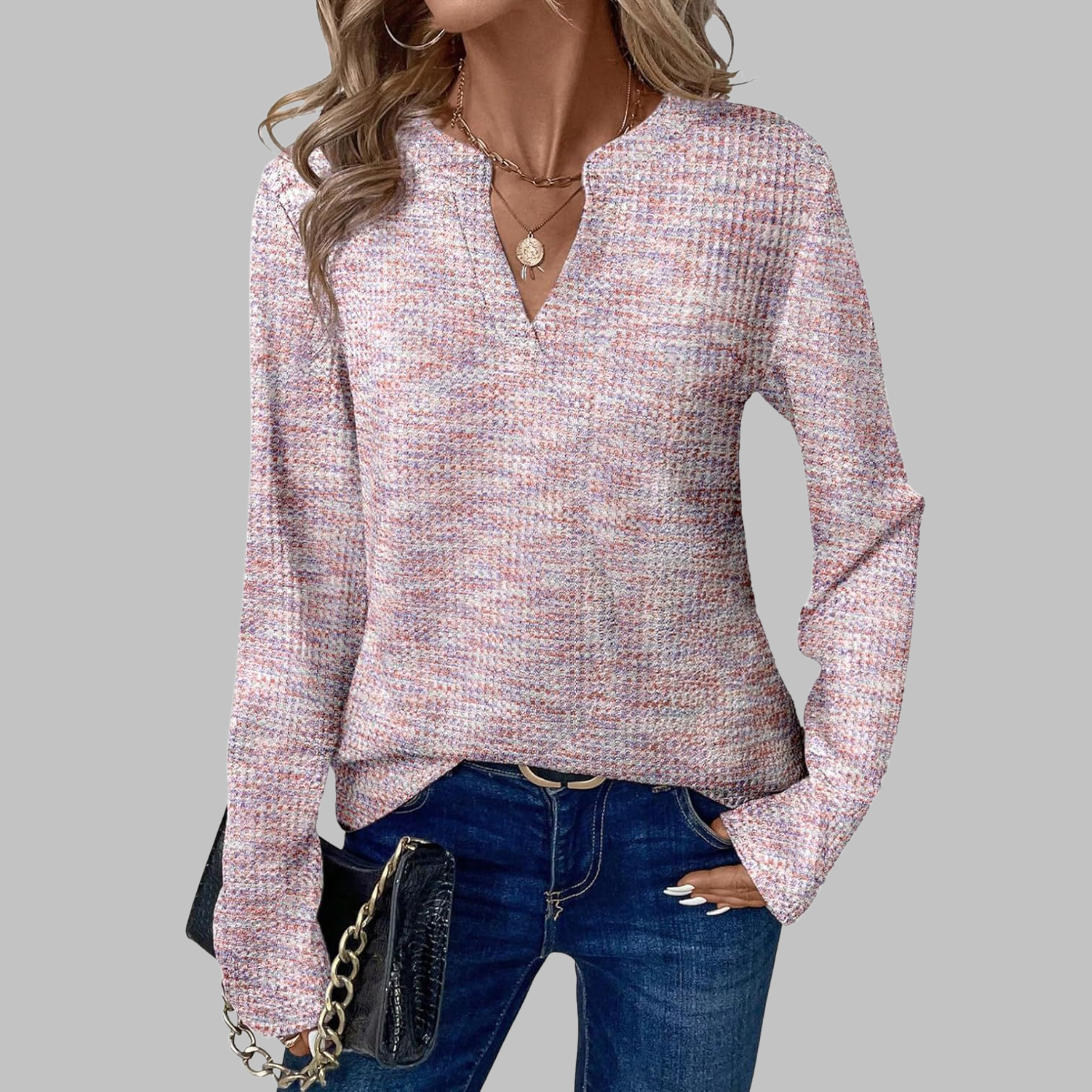 SHUKA™ | Blusa de manga larga y cuello de pico acogedora para mujer