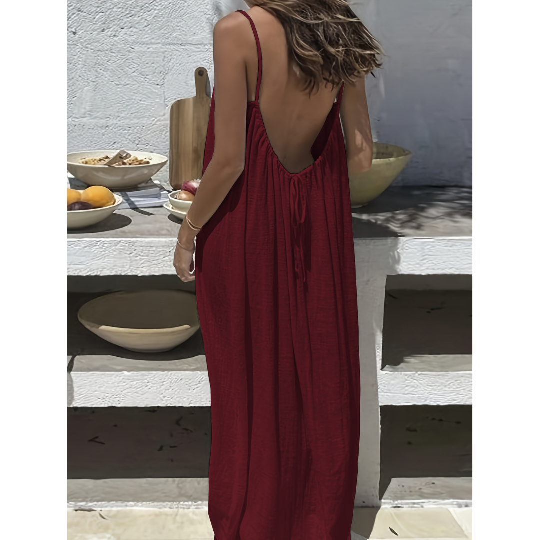 Afila™| Vestido de verano sin espalda informal con tirantes