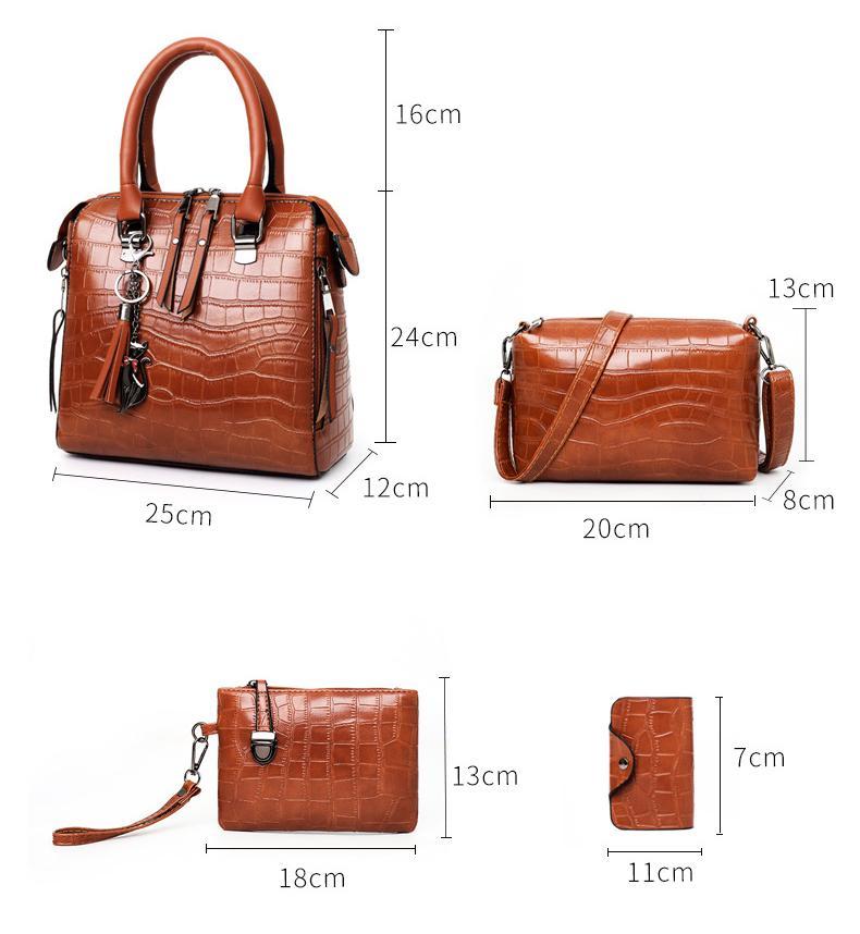 Palmer | Bolso de 4 piezas con patrón de cocodrilo