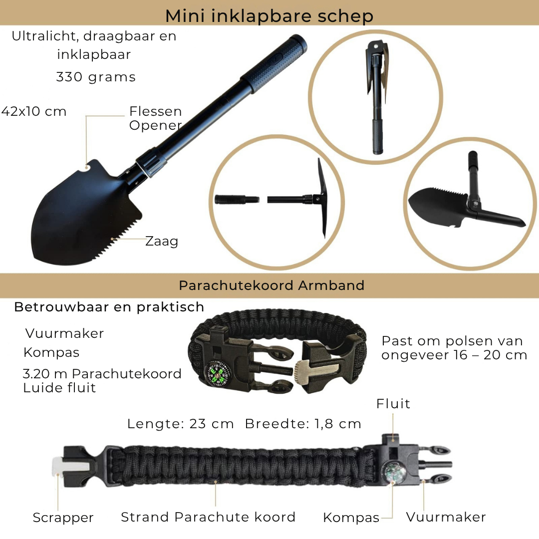 SafeForce ULTRA Kit de Emergencia | Kit de Supervivencia Táctica con Primeros Auxilios, Herramientas y Bolsa