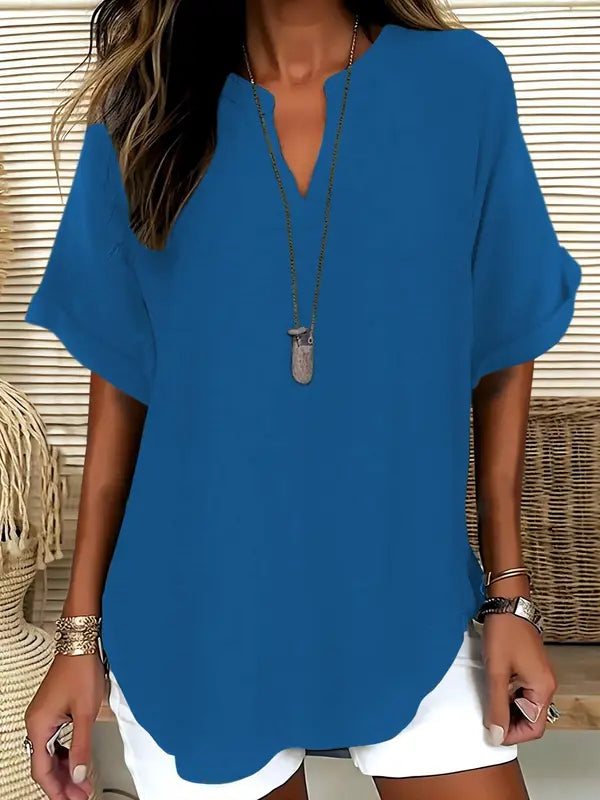 Sereia™ | Blusa informal de manga corta lisa para mujer