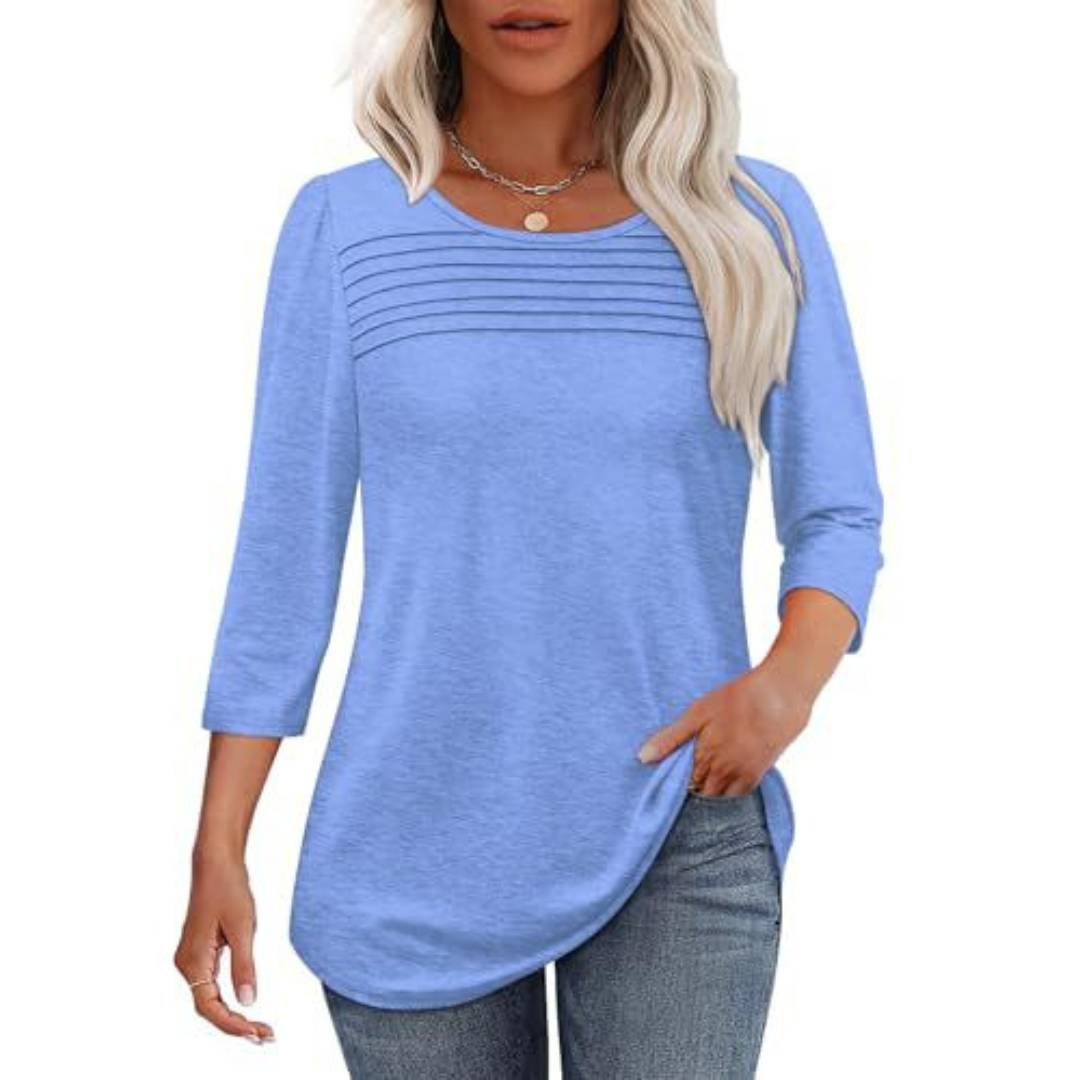 Tessara™ | Blusa informal de primavera con pliegues frontales