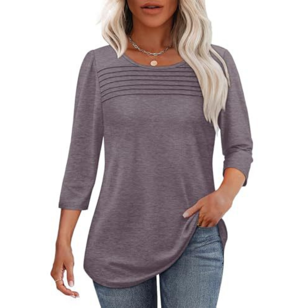 Tessara™ | Blusa informal de primavera con pliegues frontales