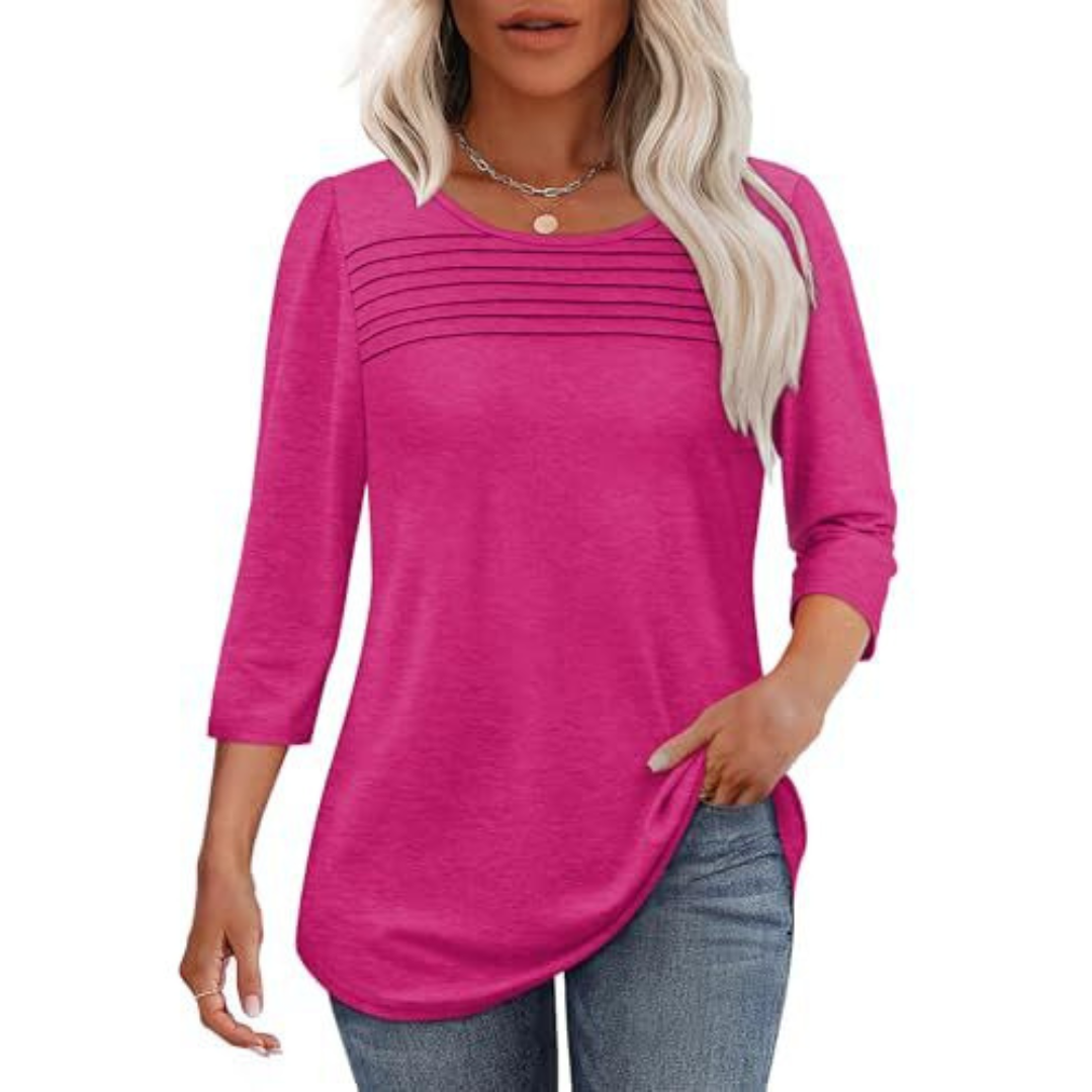 Tessara™ | Blusa informal de primavera con pliegues frontales