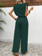 Conjunto elegante de dos piezas Zella™ | Top con encaje y pantalón de pernera ancha