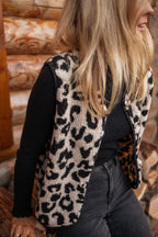 Abby – Chaleco de Sherpa con Estampado de Leopardo