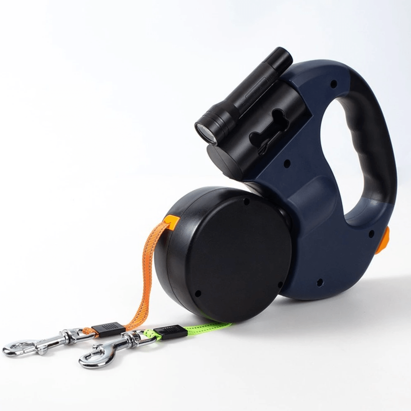 FlexiPaw | Correa doble antienredos para perros con linterna