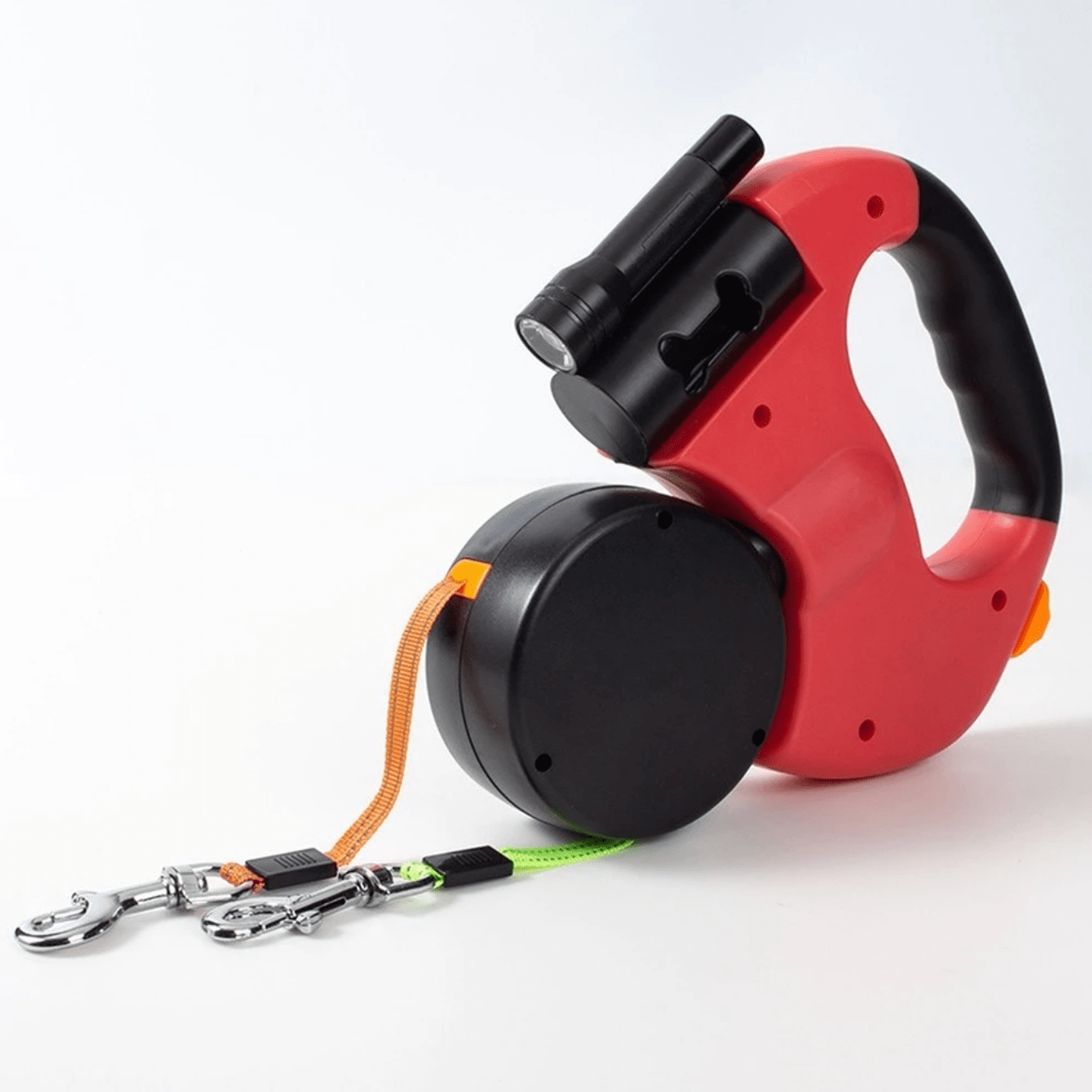 FlexiPaw | Correa doble antienredos para perros con linterna