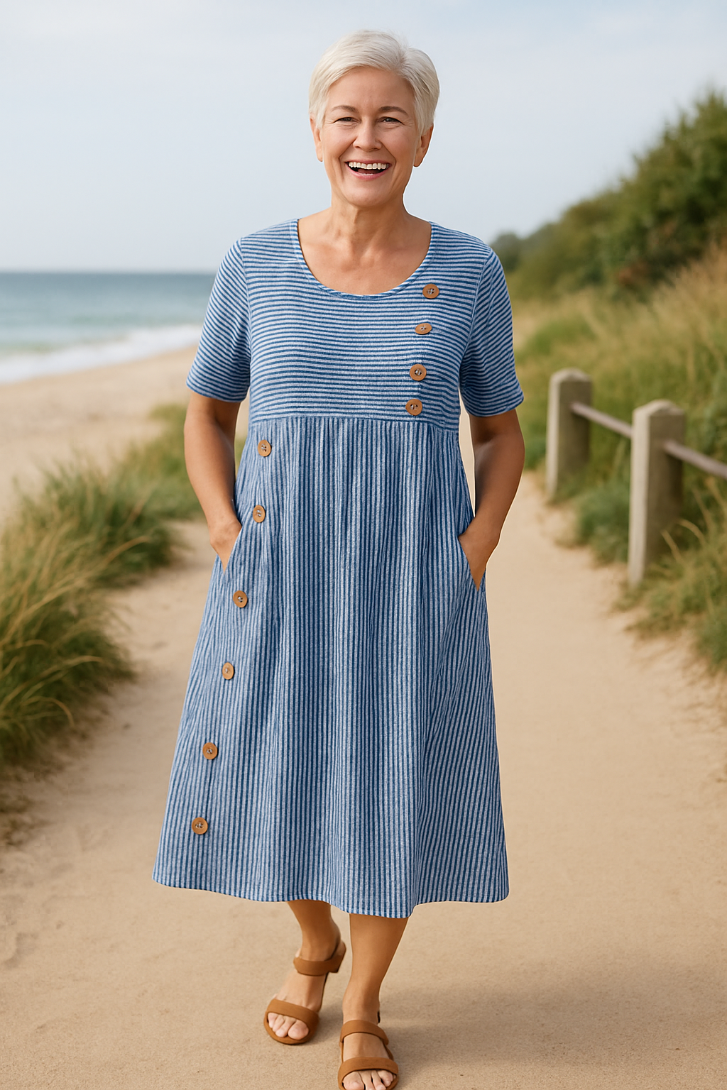 Brienne | Vestido Midi Rayado – Comodidad sin Esfuerzo, Confianza Diaria