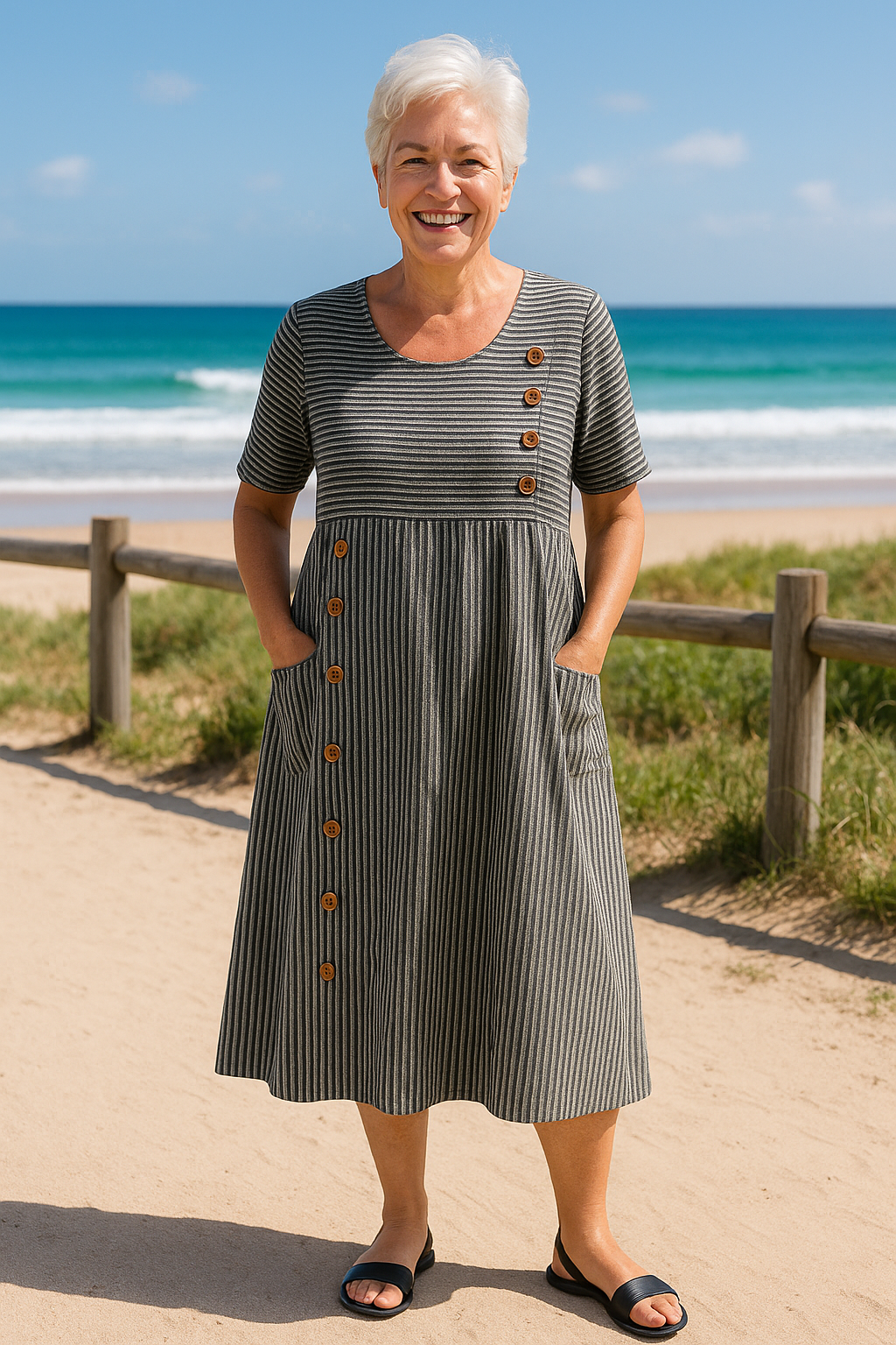 Brienne | Vestido Midi Rayado – Comodidad sin Esfuerzo, Confianza Diaria