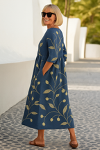 Eliza | Vestido midi relajado - Elegancia sin esfuerzo, comodidad diaria Azul marino