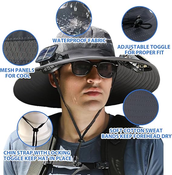 🔥 Nuevo Sombrero Solar Ultraligero GridForce Con Ventilador - Solo Hoy 50% de Descuento