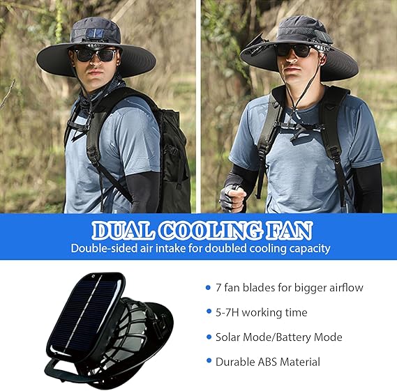🔥 Nuevo Sombrero Solar Ultraligero GridForce Con Ventilador - Solo Hoy 50% de Descuento