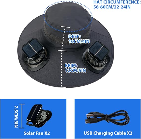 🔥 Nuevo Sombrero Solar Ultraligero GridForce Con Ventilador - Solo Hoy 50% de Descuento